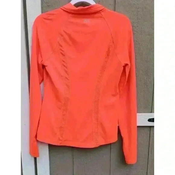 FILA Sport Shirt Running Long Sleeve Orange Size S 1/4 Zip Thumb Holes - Picture 5 of 6